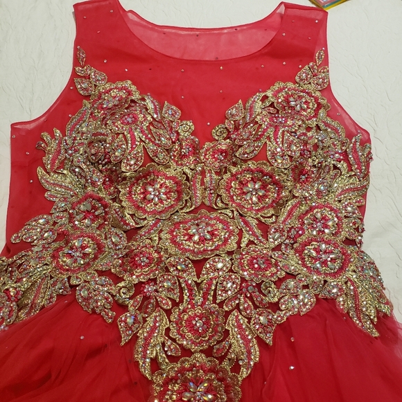 FUCHSIA LONG DRESS WHIT RHINESTONES SIZE:XXL - Picture 14 of 16